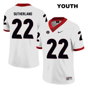 Youth Georgia Bulldogs NCAA #22 Jes Sutherland Nike Stitched White Legend Authentic College Football Jersey ZNW7854SB